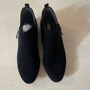 Dr. Scholl's Rate Zip Black Suede Ankle Booties